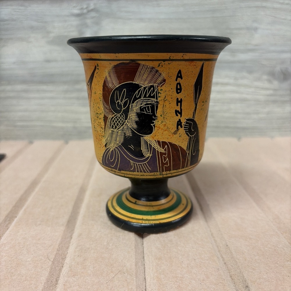 Pythagorean Cup Greek Ceramic Pottery Cup of Justice Greek Goddess Athena (C7)